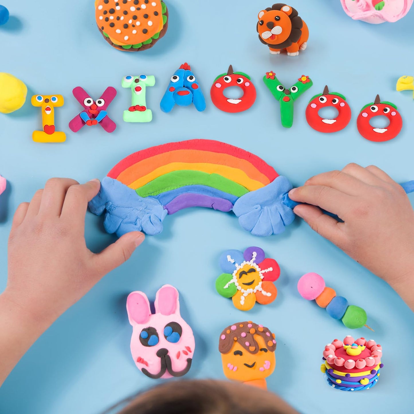 Ixiaoyoo Air Dry Clay for Kids, 104 Colors DIY Magic Modeling Clay Kit, Soft & Non-Sticky, Arts & Crafts Modelling Toys with Sculpting Tools, Birthday & Christmas Gift for 3-12 Years Old Girls Boys