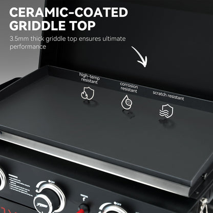 Royal Gourmet PD3001 3-Burner Propane Gas Griddle with Collapsible Stand, 23-Inch Portable Griddle with Side Table & 314 Sq. In. Cooking Area for Camping, Tailgating, Backyard & Patio, Black
