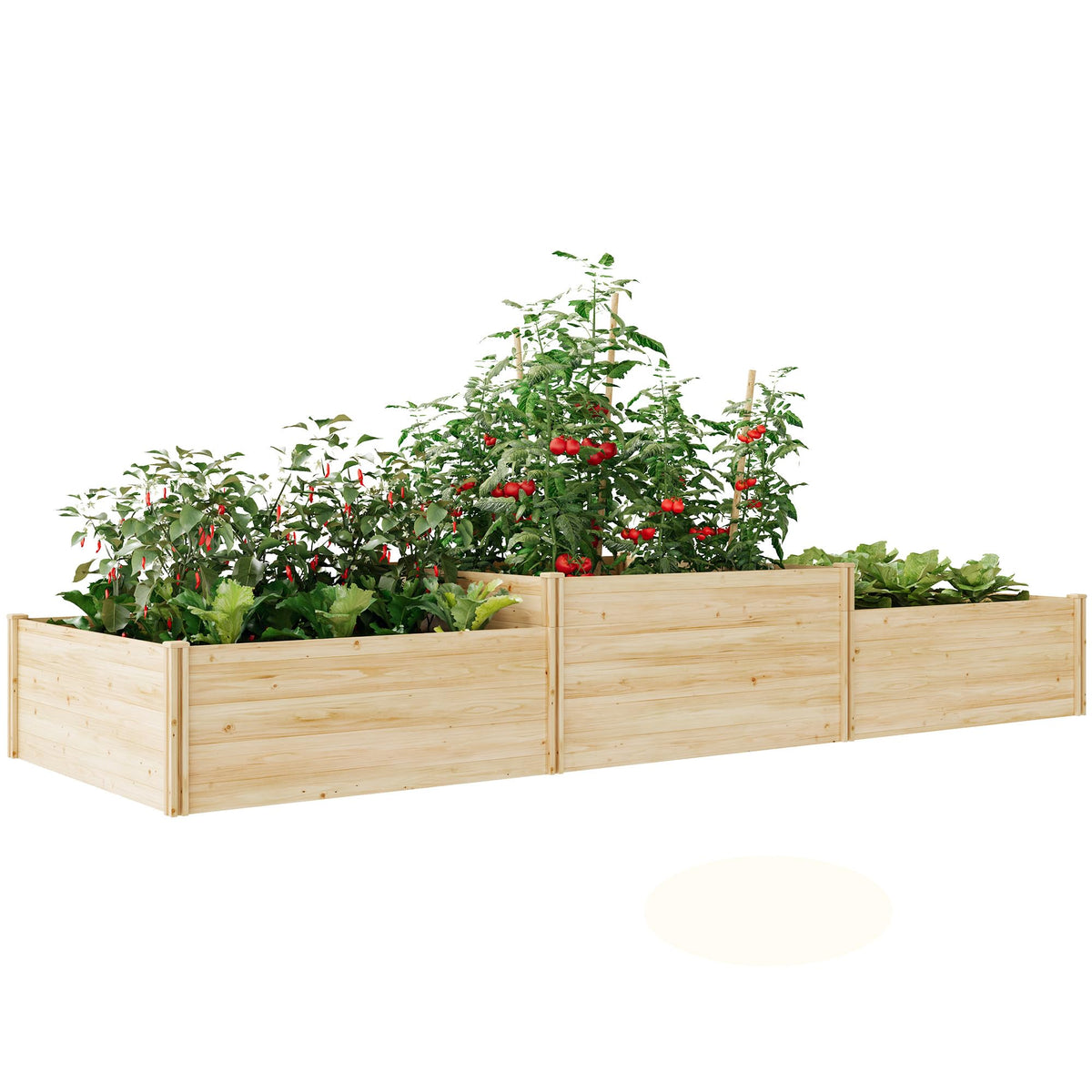 SPECRAFT 2-Tier Raised Garden Bed, 23-Inch Deep Fir Wood Planter Box with Mortise & Tenon Structure, 3-Section Open Base for Vegetable, Flowers & Herb, for Backyard, Garden, Patio, 142 x 49 x 24 in