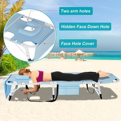 ABORON Heavy Duty Tanning Chair, Outdoor 5-Position Folding Chaise Lounge Chair with Pad, Portable Beach Lounge Chair for Outdoor Sunbathing Patio Pool Lawn Deck Poolside