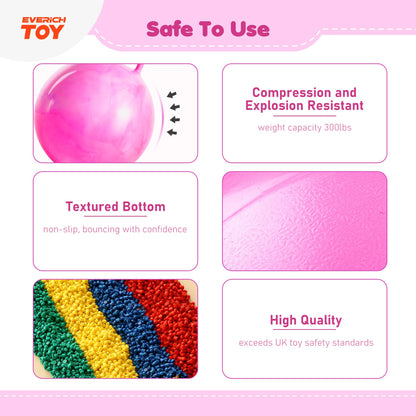 EVERICH TOY Hopper Ball for Kids, 18-Inch Sit On Bouncy Ball with Handle, Purple Pink Clouds Girls Toys - Fun Indoor Active Play, Inflatable Balance Toy, Great Birthday Gifts for 4 5 6 7 8 Years Old