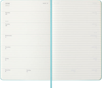 Moleskine Classic 18 Month 2025-2026 Weekly Planner, Hard Cover, Large (5" x 8.25"), Aquamarine, 208 pages