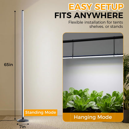 CCACC Standing Grow Light with Timer, 192 LEDs, 65 Inch Full Spectrum Vertical Plant Lamp Bar for Indoor, 3 Light Modes, 10 Level Dimmable Floor Grow Light, Mimic Sunlight to Tall Plants & Flowering