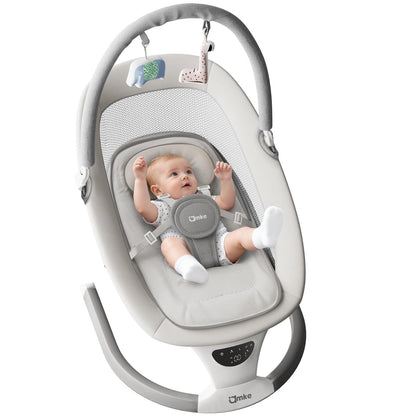 AMKE Electric Baby Rocker Swing for Infants, Extra-Large Mesh Seat, Portable 5-Speed Baby Rocking Chair with 3 Timers & 12 Lullabies, for Baby Boy Girl Shower Gifts, Lightweight for Outdoor Use