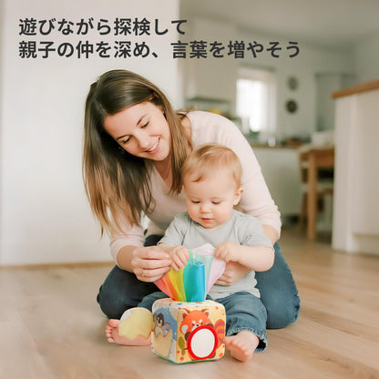 KILGICO Baby Tissue Box Toy for Babies 6-12 Months - Montessori Sensory Toys for Babies 1 Year Old - Boy Girl Shower Gifts 6 9 12 18 Months Old