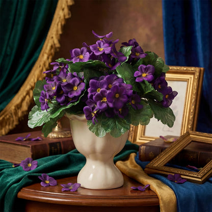 Maysing 10 Pcs African Violet Artificial Plant Purple African Violet Individual 9 Inches Artificial Flowers for Home Decoration Office Decor Gift