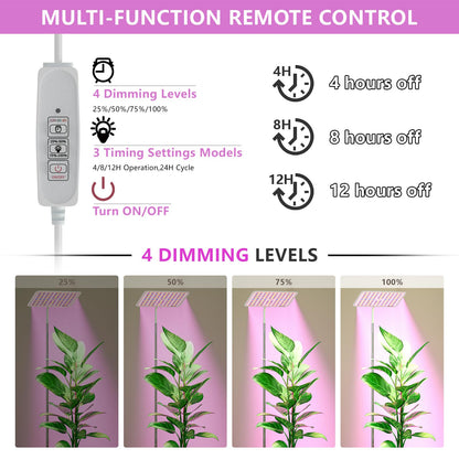 BESTVA 36W Grow Lights with Stand, Full Spectrum LED Plant Light, 12-59 Inch Height Adjustable Growing Lamp with Auto On/Off Timer 4H/8H/12H, 4 Dimmable Brightness