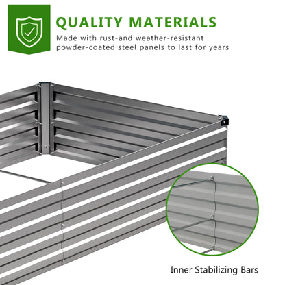 Easllre 2PCS 8x4x1ft Galvanized Raised Garden Bed,Outdoor Planter Box Metal Patio Kit Planting Bed for Vegetables Flowers Herb,Silver