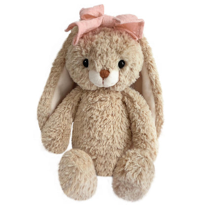 CUDDLE CORNER Bunny Stuffed Animal Soft Rabbit Cuddly Toy 8'' Long - Eared Brown Plush Bunny with Pink Bow Plush Toys for Babies and Toddlers