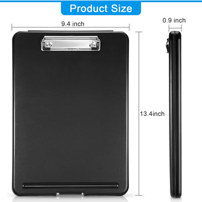 6 Pieces Clipboard with Storage, 9.5 x 13.5 Heavy Duty Plastic Storage Clipboard, Nursing Foldable Clip Board with Compartment and Metal Clip for Nurse Teacher Student Classroom Office (Bright Color)