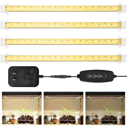 Mosthink Grow Lights for Indoor Plants, 6500K Full Spectrum Plant Lights for Indoor Growing, 16" LED Plant Grow Light Strips with 432 LEDs, 3/6/12H Auto Timer, 6-Level Dimmable, 4-Pack