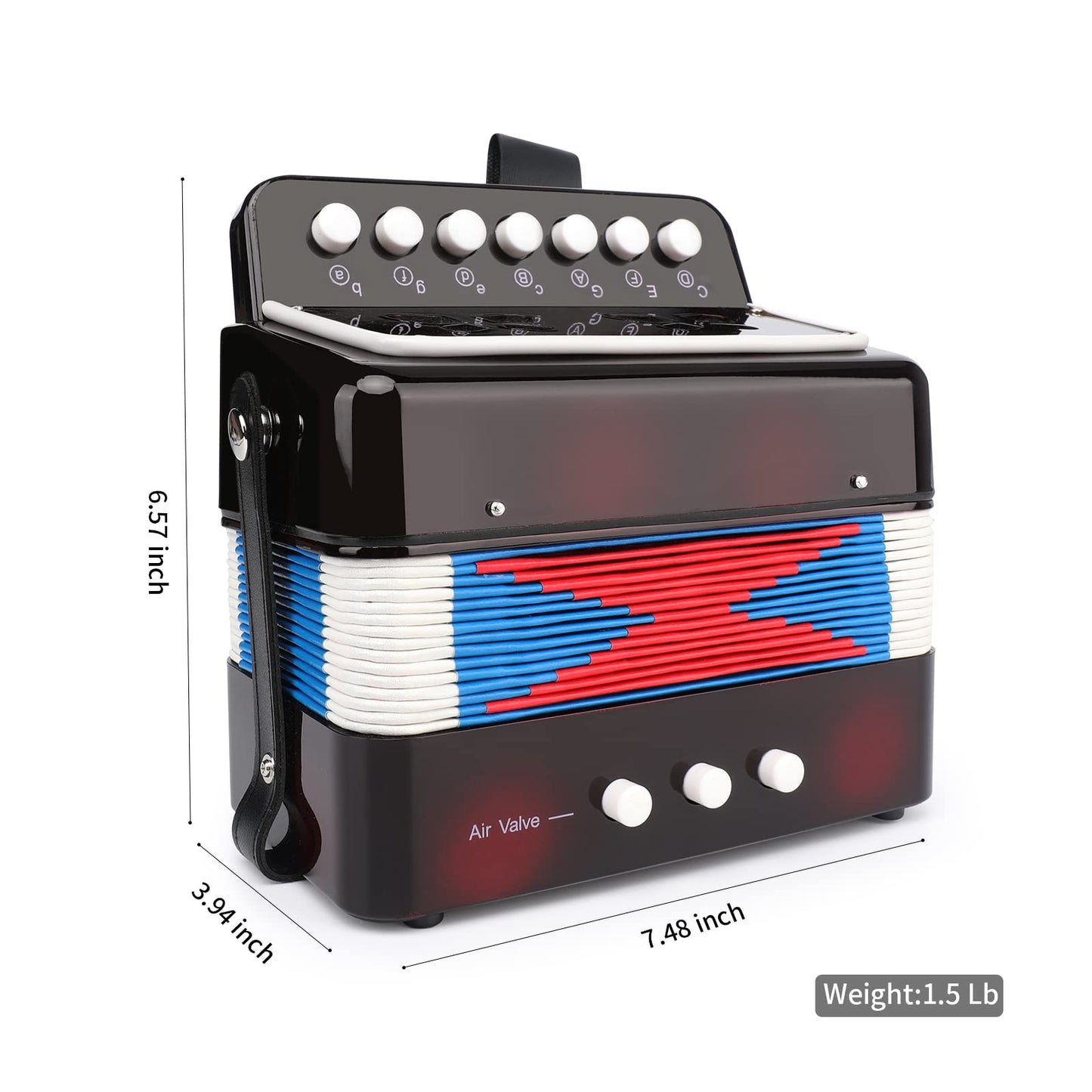 Kids Accordion, 10 Keys Control Mini Accordion Toy Gifts Easy to Play for kids Children Beginners Lightweight Musical Instrument Developmet Fit for 3 years and over(black)