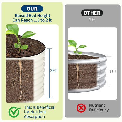 Garvee 2 Pack 6x3x2ft Galvanized Raised Garden Bed Kit, Oval Metal Planter Boxes with Anti-Cut Safety Edges, Rust-Resistant Deep Root Planters for Outdoor Vegetables, Flowers, Herbs, Beige