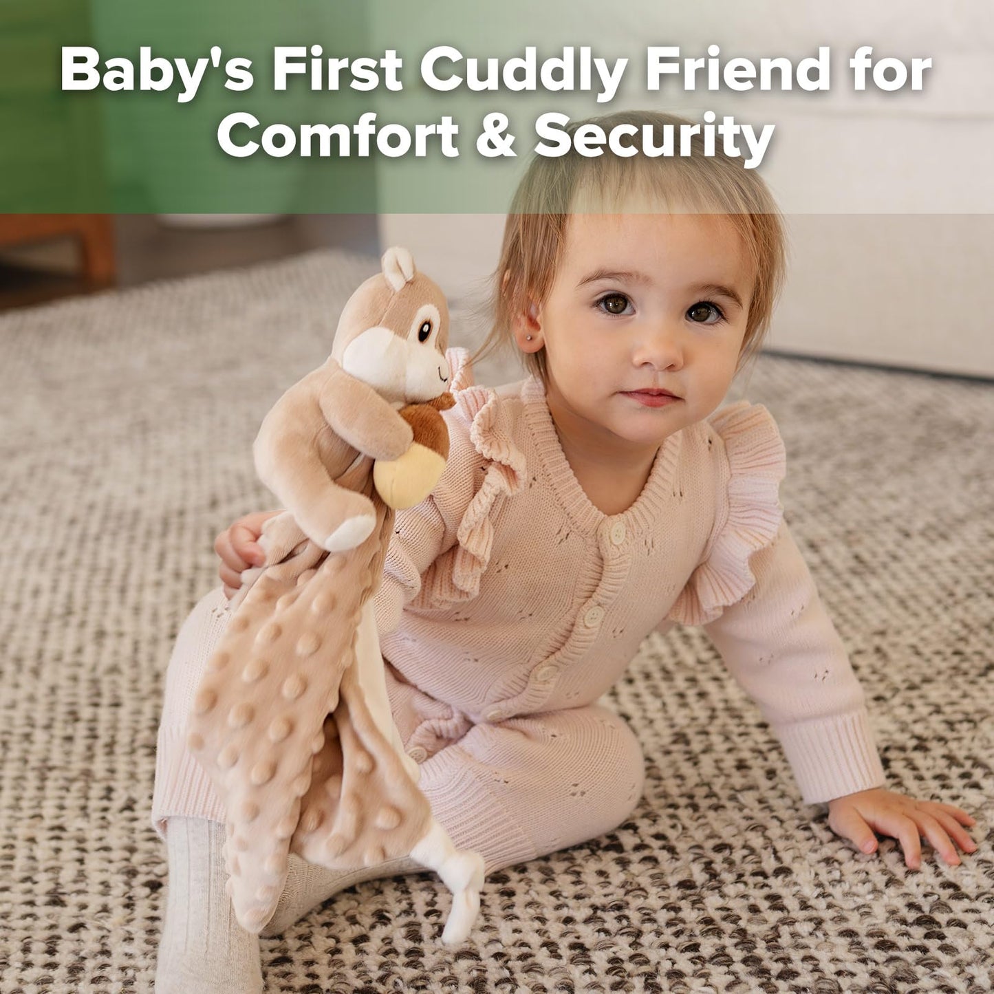haakaa Squirrel Security Blankets for Babies, Ultra Silky Soft Lovey Blanket Baby Gift for Newborn Boys and Girls, Snuggle Toy Baby Stuffed Animals Essentials