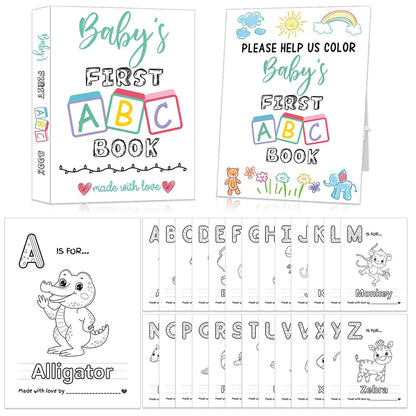 Baby's First ABC Book Baby Shower Activity Keepsake Game, ABC Coloring Baby Shower Guest Book Alternative, Baby's First Alphabet Coloring Book, Alphabet A to Z Coloring Pages