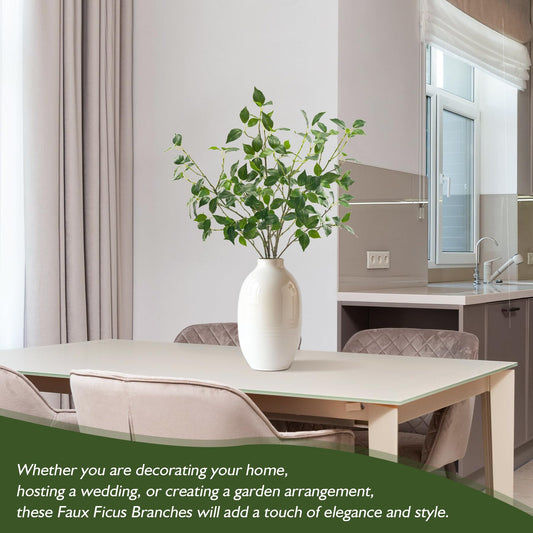 Artificial Plants Greenery Eucalyptus Stems Branches Plant for Home Decor，Faux Rustic Ficus Leaf Floral for Indoor Table Bathroom Bedroom Kitchen Decoration,Real Plastic Eucalytus Wedding Dcor（4PCS)
