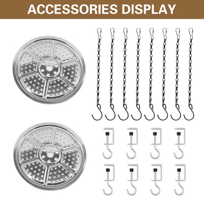SnowTing 2 Sets Adjustable Planter Inserts for Large Pots, 9 Inch Stainless Steel Plant Pot Insert, Chain Planter Filler Elevate Plants to Reduce Soil Usage for Large and Tall Flower Pots