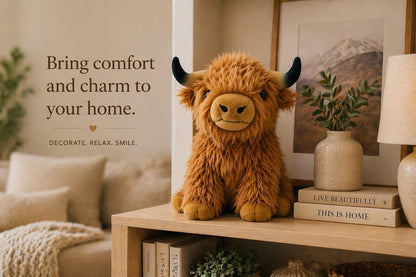 MAX-ISMA Highland Cow Plush – Big Stuffed Animal for Kids – Cute Fluffy Brown Highland Cattle Plushie Toy – Soft Realistic Plush Gift for Girls & Boys