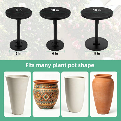 Plant Stand, Plant Risers for Inside Pots, Adjustable 12-21" with 3 Interchangeable Bases 6" 8" 10" - Metal Lifter for Tall Square Round Tapered Pots, Pot Filler Insert for Indoor Outdoor Garden, 2 PCS