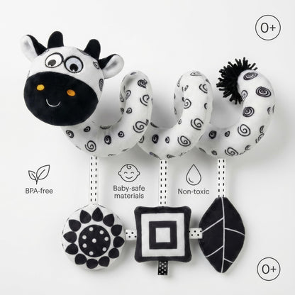 Car Seat Toys – Baby Toys 0-6-12 Months High Contrast Black & White Spiral Car Seat Toy, Carseat Toys Hanging for Newborn Toys, Stroller Toys, Baby Stroller Toy, Infant Toys, Crib Toys Hanging