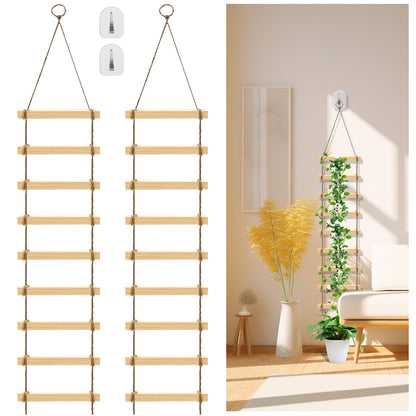 HFYZZ 2Pcs Climbing Plants Trellis - 4.3 ft Wood Ladder Design Plant Support for Indoor & Outdoor House Vine Plant, Wooden Garden Plant Wall Trellis for Monstera, Pothos, Ivy, and More