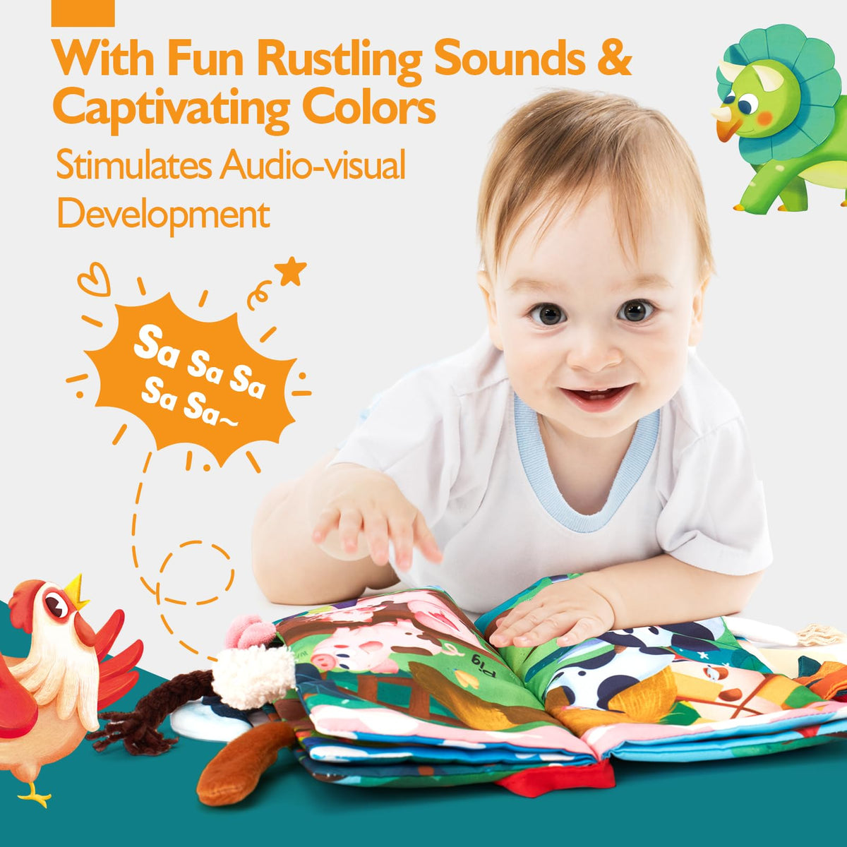 hahaland Baby Books for Baby Shower Gifts - 2PCS - Baby Toys 0-6 Months - Touch & Feel Tummy Time Sensory Soft Books for Babies 0-12 Months, Stroller Travel Toys