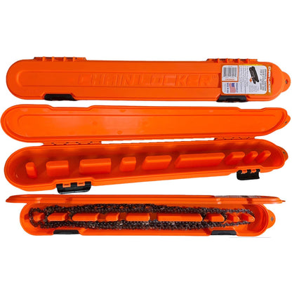 Original Chainsaw Chain Storage - Universal Portable Saw Chain Holder Case For all Chains up to 20” Inch Blades - Can Stack 2 Inches Deep, Fits a Minimum of 8 Chains, Made in USA - Orange
