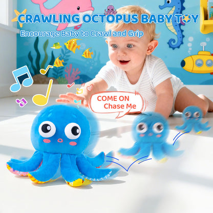 Baby Toys 6-12 Months, Musical Crawling Toys Bouncing Dancing Octopus Plush Toys 12-18 Months, 50 Songs & Recording Feature, Interactive Toddler Toys Age 1-2 Tummy Time Toys for 1 Yr Old Boys Infants