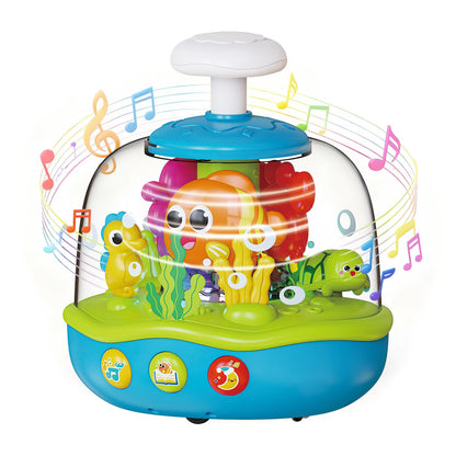 MoraBaby Baby Toys 6-12-18 Months, Press & Spin Ocean Musical Light Up Toy | Bilingual Learning Educational Cause and Effect Toy for 1 Year Old Boy & Girl, Birthday Gifts for 1-3 Year Old