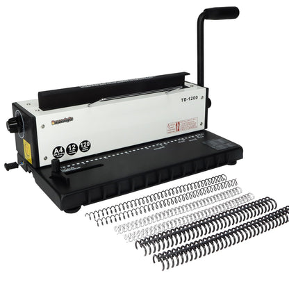 Burostyle TD-1200 Binding Machine, 3:1 Pitch Wire Binder, Punching 12 Sheets/Binding 120 Sheets with Sturdy Metal Construction