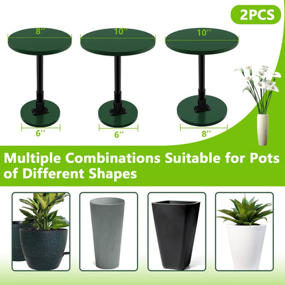 Axcoix 2 Pack Adjustable Height Plant Risers for Inside Pots, 12-21" Planter Inserts for Large Pots, Pot Fillers for Tall Square Round Taper Planters (6" 8" 10" Base or Top)