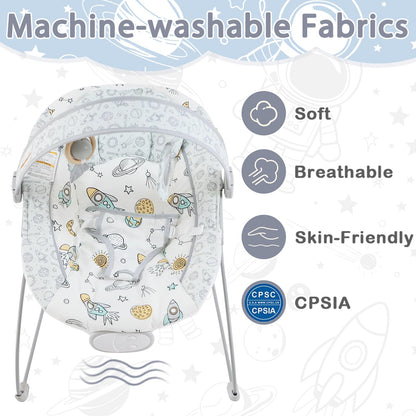 Otrolepota Baby Bouncer, Infants Bouncy Seat with Music and Vibrations,Portable Baby Rocker for Newborns Indoor Outdoor Use 0-6 Months Up to 20 lbs