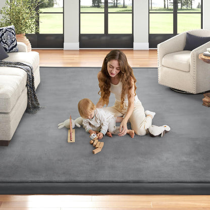 ILPEOD Baby Play Mat for Floor Nursery Rug Muscle Mat Area Rug Playroom Rug 59"x79" Playpen Mat Memory Foam 1.3" Thick Crawling Mat for Babies,Toddlers, Infants, Kids,Grey