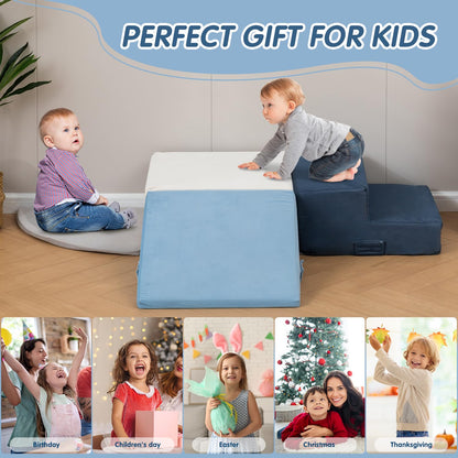 Large 4 Pcs Climbing Toys for Toddlers 1-3 Inside, Oderless & Skin-Friendly Toddler Climbing Toys Indoor, Foam Climbing Blocks for Toddlers with Velcro to Keep Them Together Ideal Gift