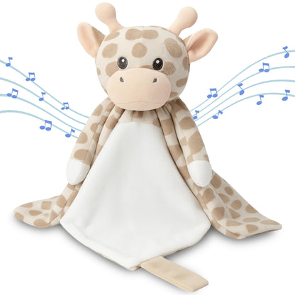 Love By Emi 4 in 1 Baby Lullaby Sleep Soother Toy - Stuffed Animal Sound Machine & Pacifier Holder | Heartbeat White Noise & Music | Plush Giraffe Lovey Sleep Aid Security Blanket (0-3 Years)