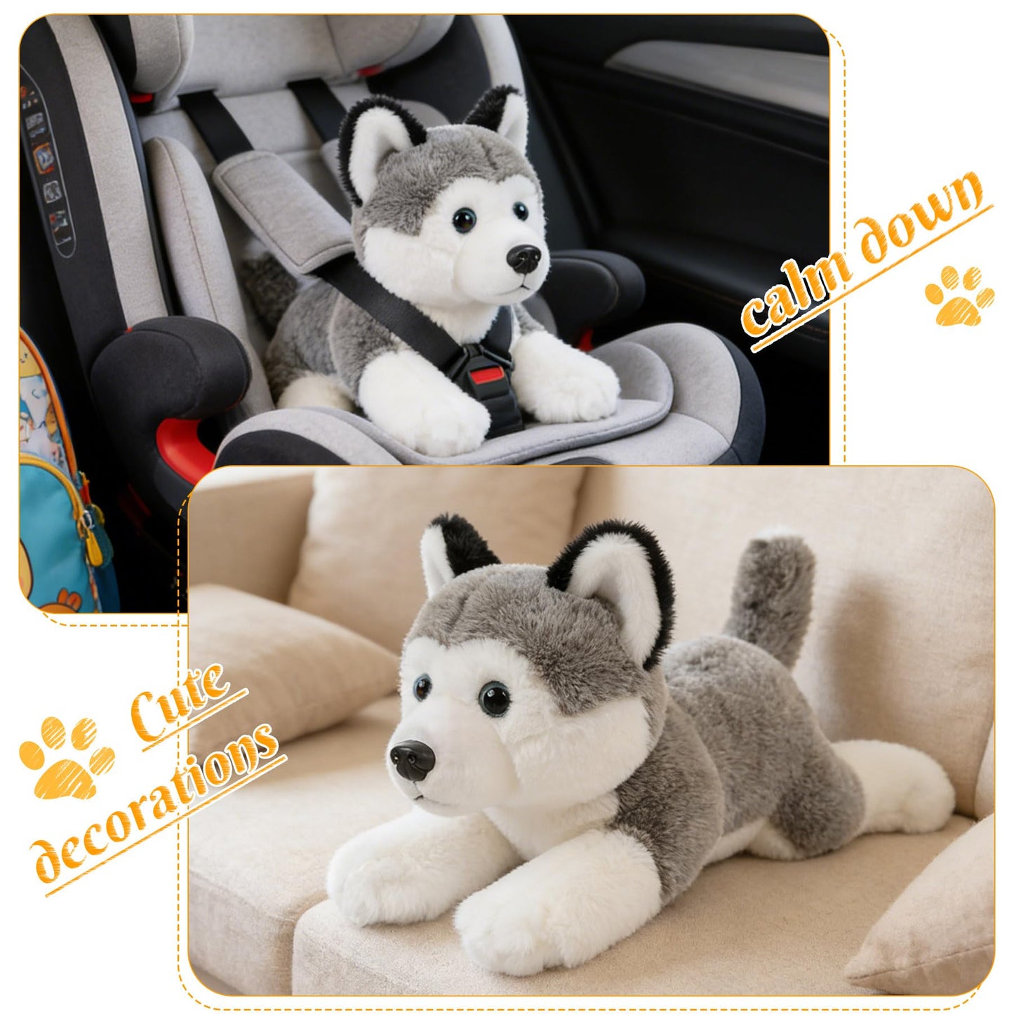 JUSTQUNSEEN Stuffed Animal Siberian Husky 12″ Plush Toy Super Soft Plush Puppy Dog Stuffed Comfort Plush for Kids Toddlers Preschool Boys Girls Birthday Gift Holiday Present Plushie