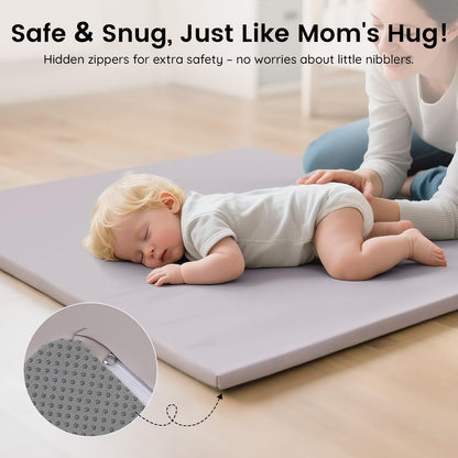 INNO STAGE Baby Play Mat, 50x50 Inch Thick Foam Waterproof Floor Mat with Pu Leather, Non-Toxic Cushioned Activity Mat for Babies & Toddlers, Playpen Gym Mat, Easy Wipe Clean,
