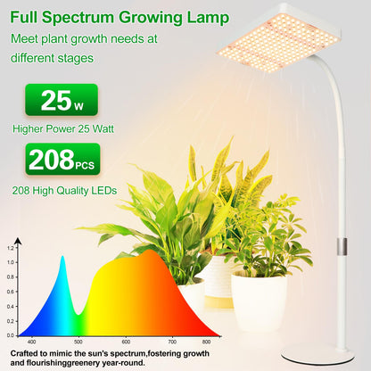 JINHONGTO Tabletop Grow Light, Bright Desk Grow Lights for Seed Starting, Bonsai, Succulent, Cactus, 4/8/12/16/20H Timer, 25 Watt Power Draw, NO Need Adapter, 16"-24" Height, Daisy Chain Function