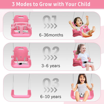 2 in 1 Toddler Swing & Baby Jumper, Foldable Baby Swing Outdoor & Indoor Use, Easily Installable and Storable (Pink)