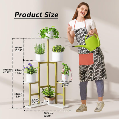 IBUYKE 6 Tier Plant Stand Indoor, Tall Flower Pot Stand for Multiple Plants, Tiered Corner Plant Shelf for Living Room Patio Balcony Garden, , Gold TMJ072G