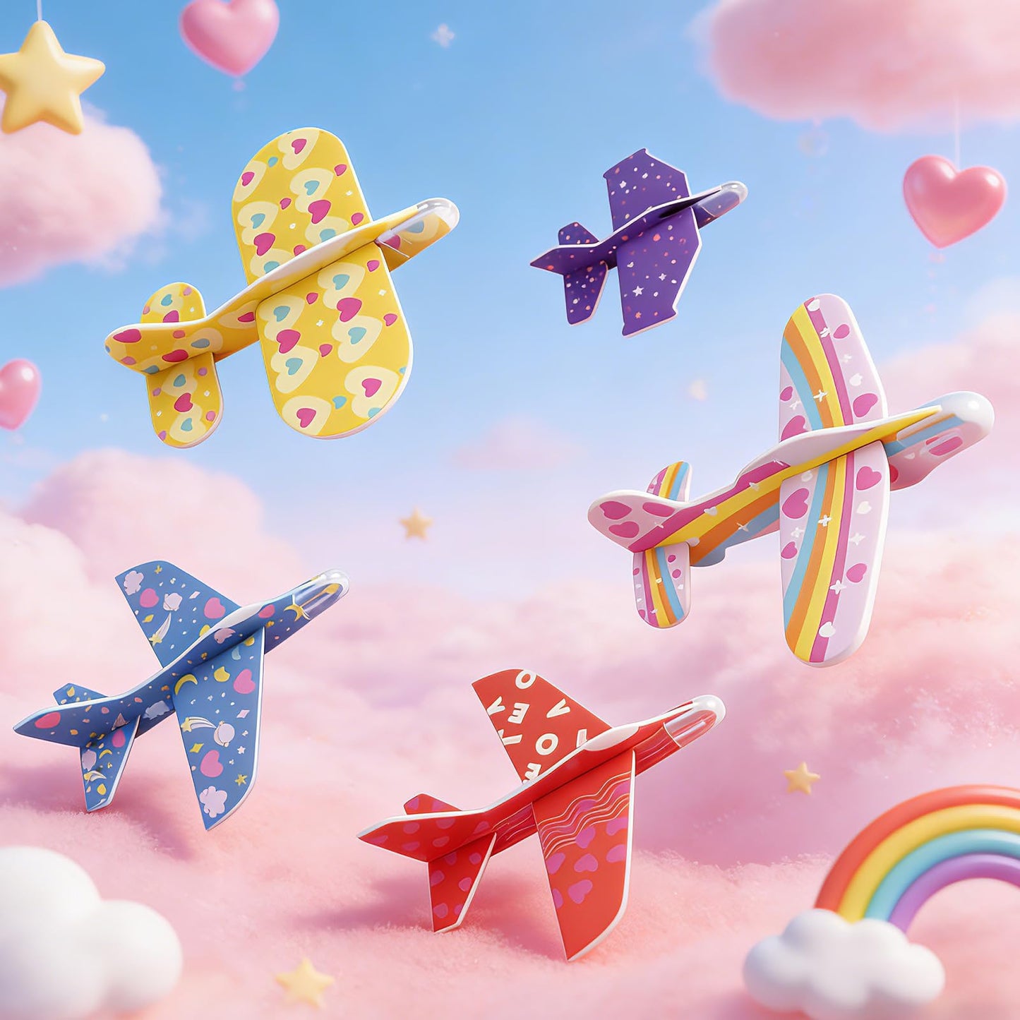 Dayingjiang 28 Pcs Foam Gliders Planes Toys Valentines Day Gifts - Paper Airplane Valentines Day Toys Set for Easter Basket Stuffers Easter Birthday Gifts