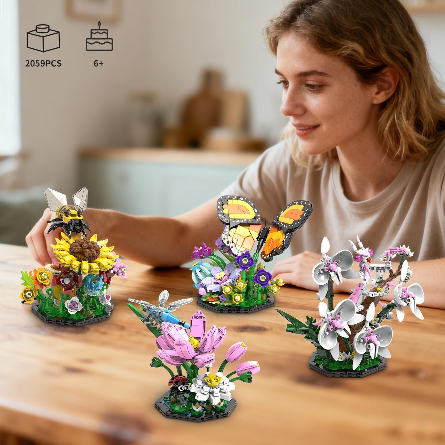 Ideas Insect Collection Building Set, 2059 PCS - Butterfly Orchid Mantis Bee Dragonfly Display Model for Nature Lovers, Compatible with Lego Flowers Animals, STEM Bug Gift Toy for Kids Boys Girls 6+