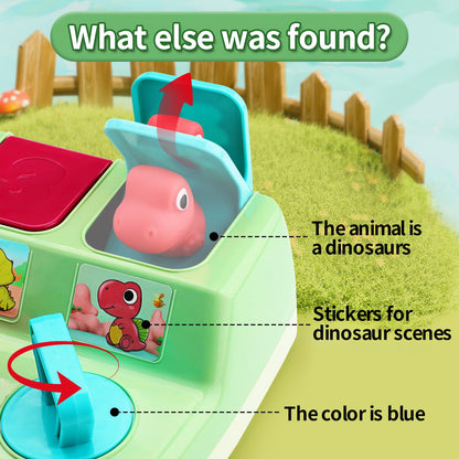 Aiqi Pop Up Animals Toy for Toddlers 9-18 Months, Dinosaur Cause and Effect Toys for Babies 1 Year Old, Montessori Sensory Learning Fine Motor Skills Development Gift for Boys Girls (No Batteries)