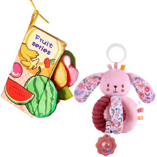 chochumy Baby Books Infant Cloth Toy, Tummy Time Crinkle Touch Feel and Stroller Hanging Car Seat Toys for Infant 0-2-3-4-5-6-7-8-9-12 Months, Newborn Boy Girl Shower Gifts Easter Basket Stuffers