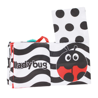 Sassy Peek-a-Boo Activity Book with Attachable Link for On-The-Go Travel,Sensory Play,Black & White,Ages 0+ Months,(Pack of 12)