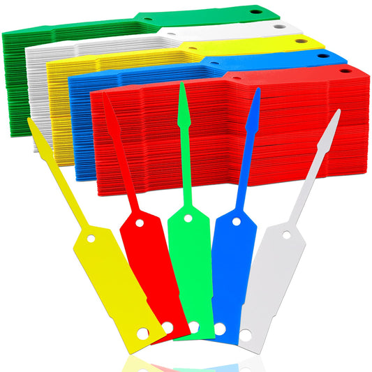 Lewtemi 1000 Pcs Self Lock Arrow ID Key Tags, 4 1/2" x 3/4" Blank Vinyl Key Ring Repair Labels, Tear Resistant Writable Car Parts Tags for Office Automotive Dealership Shop Supplies(Mixed Colors)