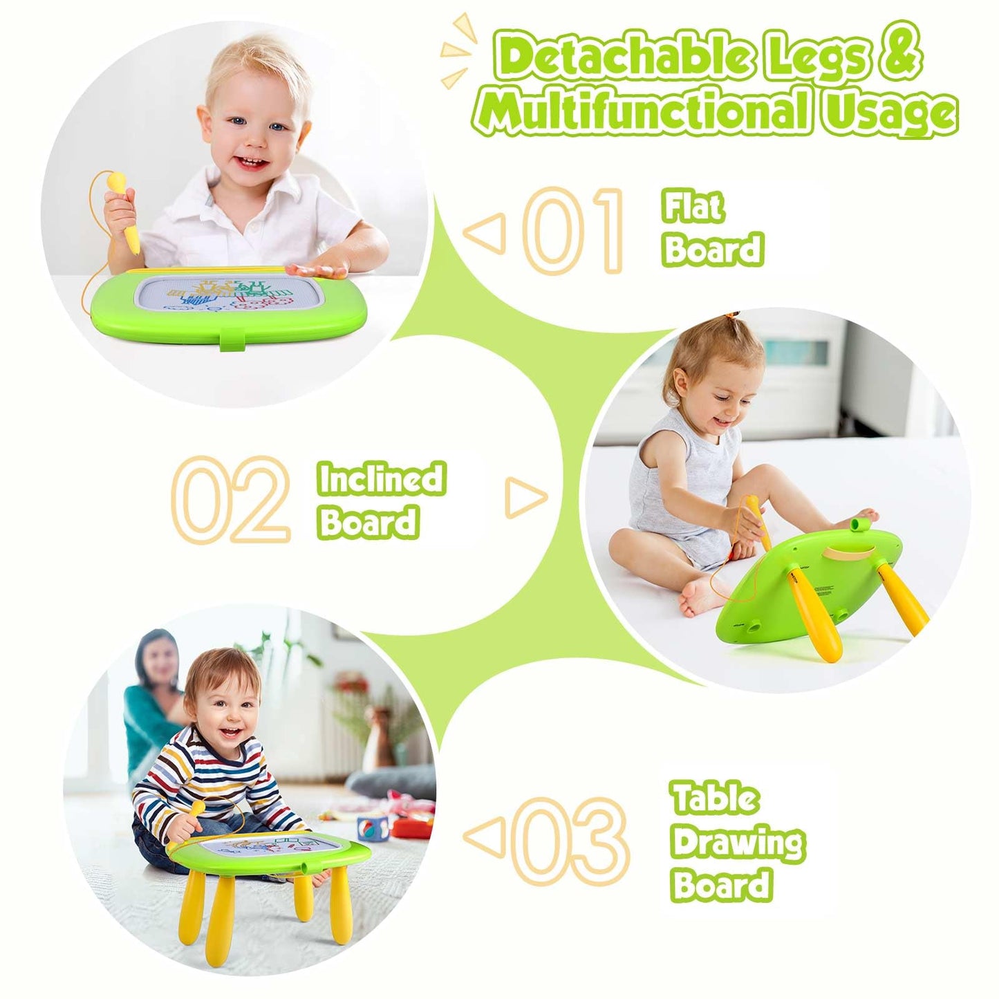 Smasiagon Toddler Girl Boy Toys,Magnetic Drawing Board for Toddlers,Early Learning Doodle Board Writing Painting Sketch Pad, Birthday Easter Valentines Day Gifts for 1 2 3 Year Old (Green)