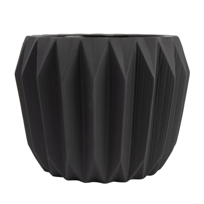 Bloomingville Round Grey Fluted Ceramic Flower Pot