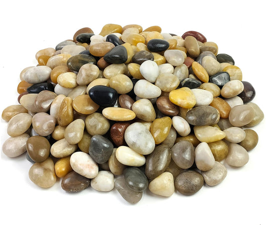 YISZM Pebbles for Indoor Plants, Natural Polished River Rocks, Small Decorative Mixed Color Stones for Planters Vase Fish Tank Aquariums Landscaping Garden, 5lbs