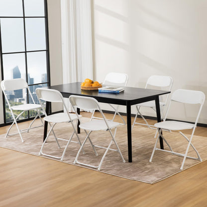 DUMOS Folding Chairs Sets of 6, 330lbs Capacity Plastic Stackable Home Office Chair, Portable Fold Up for Indoor Outdoor, Patio, Camping, Garden, Party (White)